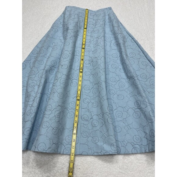 Anthropologie Marimekko Midi Skirt Blue Piirto Unikko Preppy Retro Size 34 New - Picture 4 of 13